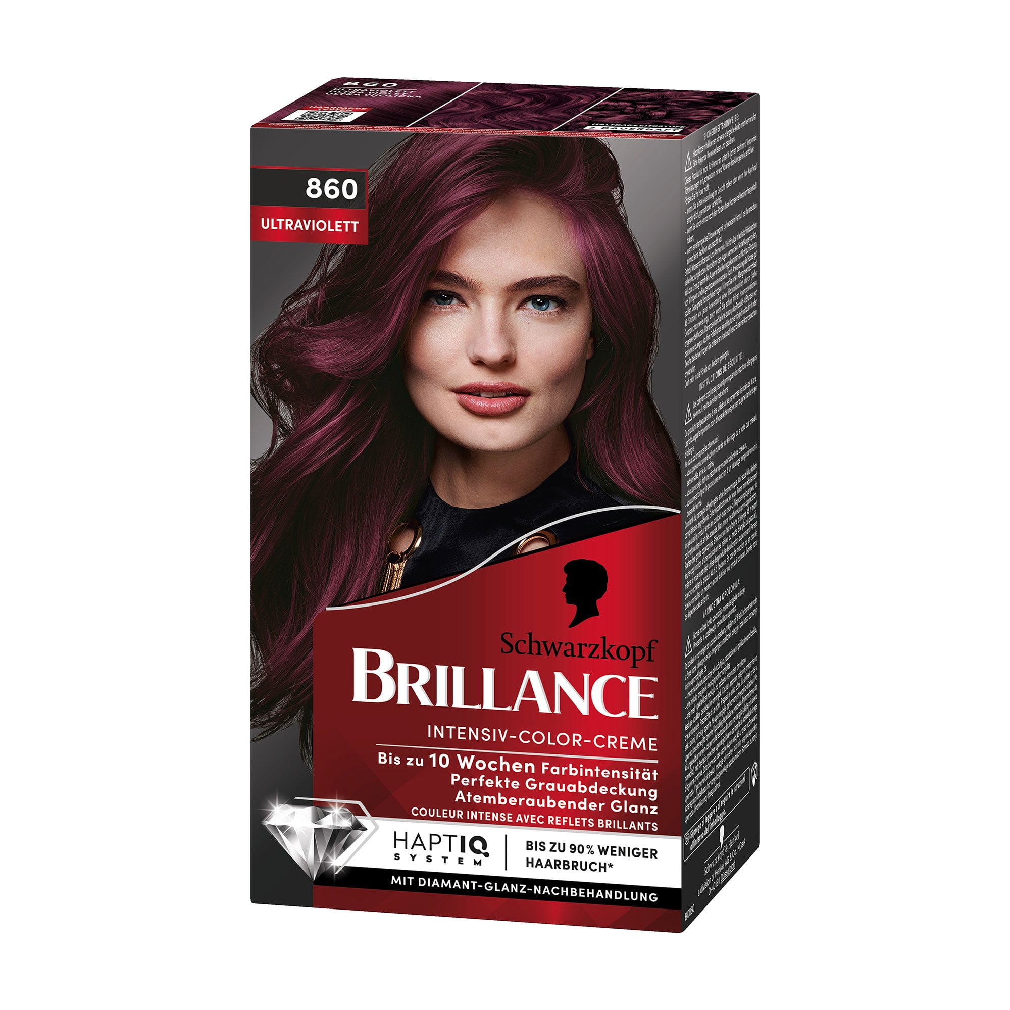 Інтенсивна крем-фарба для волосся Brillance 860 Темна фуксія, 160 мл